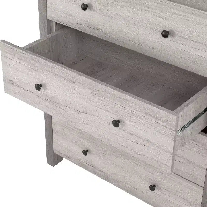 Commode 4 tiroirs miBasics Chickadee Farmhouse Blanc côtier : Rangement en MDF, Dispositif anti-basculement