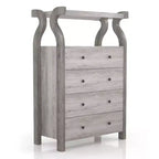 Commode 4 tiroirs miBasics Chickadee Farmhouse Blanc côtier : Rangement en MDF, Dispositif anti-basculement