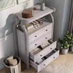 Commode 4 tiroirs miBasics Chickadee Farmhouse Blanc côtier : Rangement en MDF, Dispositif anti-basculement