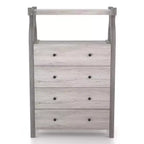 Commode 4 tiroirs miBasics Chickadee Farmhouse Blanc côtier : Rangement en MDF, Dispositif anti-basculement