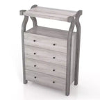 Commode 4 tiroirs miBasics Chickadee Farmhouse Blanc côtier : Rangement en MDF, Dispositif anti-basculement