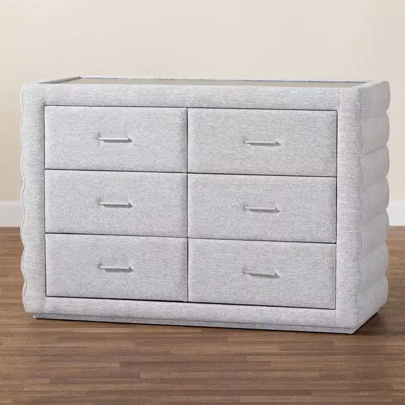 Baxton Studio Cadmus Commode à 4 tiroirs en tissu tufté gris clair
