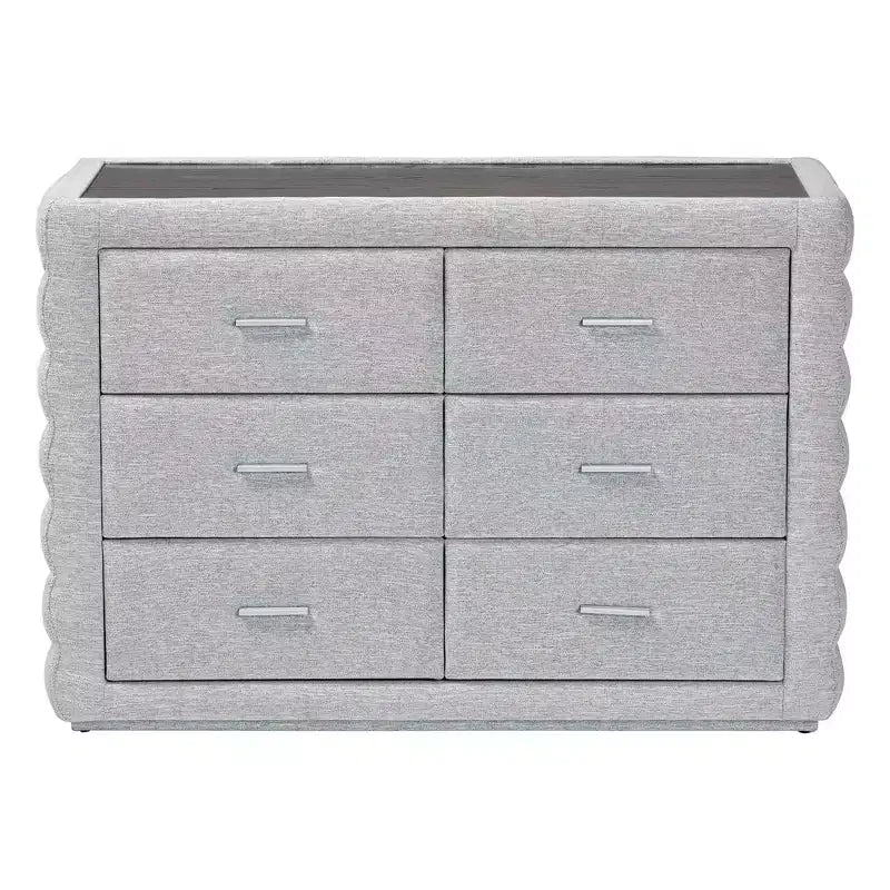 Baxton Studio Cadmus Commode à 4 tiroirs en tissu tufté gris clair