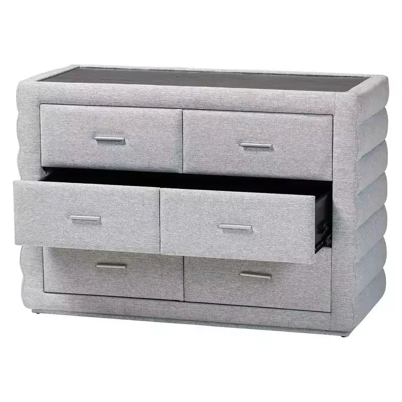 Baxton Studio Cadmus Commode à 4 tiroirs en tissu tufté gris clair