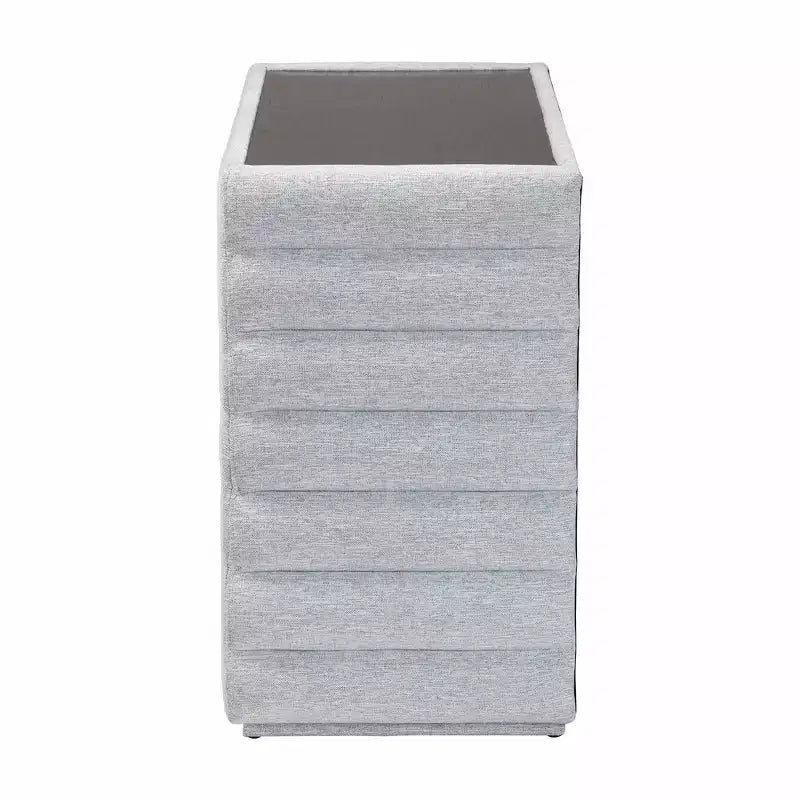 Baxton Studio Cadmus Commode à 4 tiroirs en tissu tufté gris clair