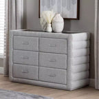 Baxton Studio Cadmus Commode à 4 tiroirs en tissu tufté gris clair