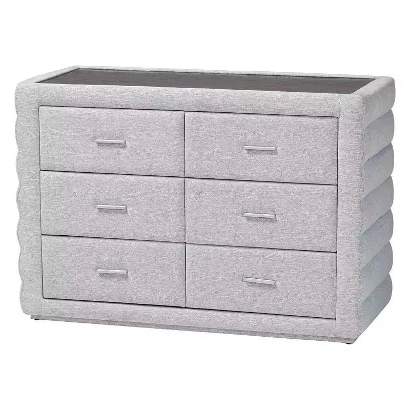 Baxton Studio Cadmus Commode à 4 tiroirs en tissu tufté gris clair
