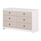 Commode double 6 tiroirs South Shore blanc/beige
