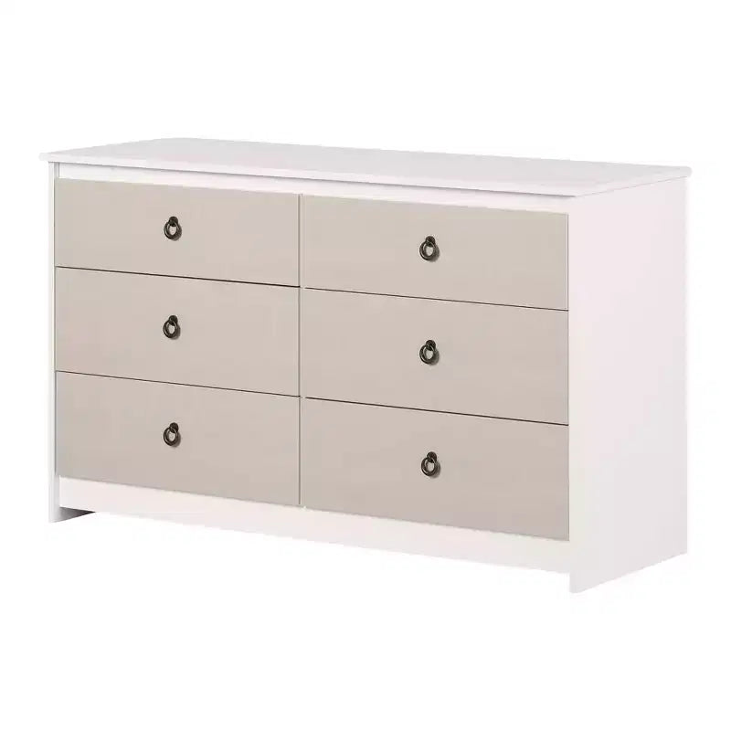 Commode double 6 tiroirs South Shore blanc/beige