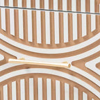 Ensemble de chambre Louetta Baxton Studio, grand lit, 4 pièces, sculpté, contrastant, blanc/brun naturel