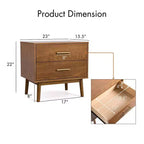 HOMES: Inside + Out Table de Chevet 2 Tiroirs Riverstone Mid-Century Modern Noyer