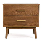 HOMES: Inside + Out Table de Chevet 2 Tiroirs Riverstone Mid-Century Modern Noyer