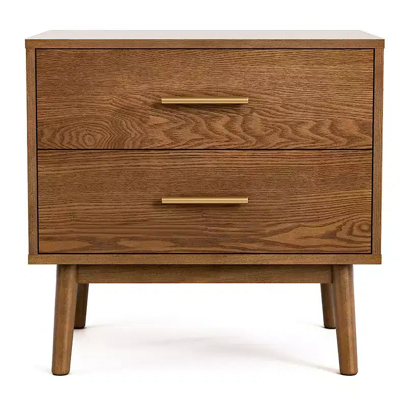 HOMES: Inside + Out Table de Chevet 2 Tiroirs Riverstone Mid-Century Modern Noyer