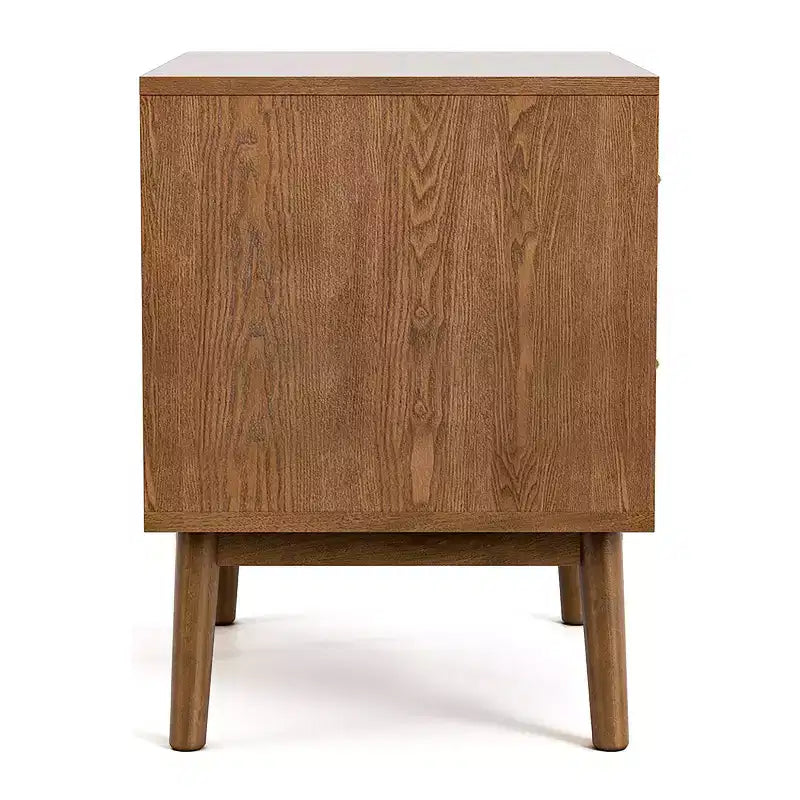 HOMES: Inside + Out Table de Chevet 2 Tiroirs Riverstone Mid-Century Modern Noyer