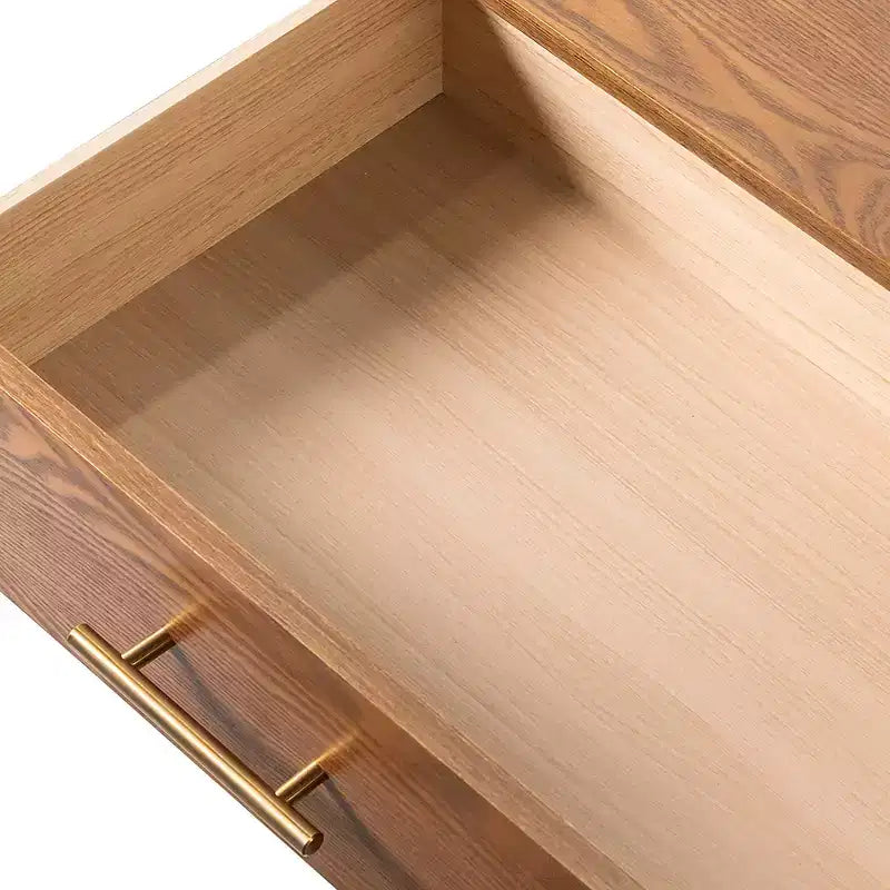 HOMES: Inside + Out Table de Chevet 2 Tiroirs Riverstone Mid-Century Modern Noyer