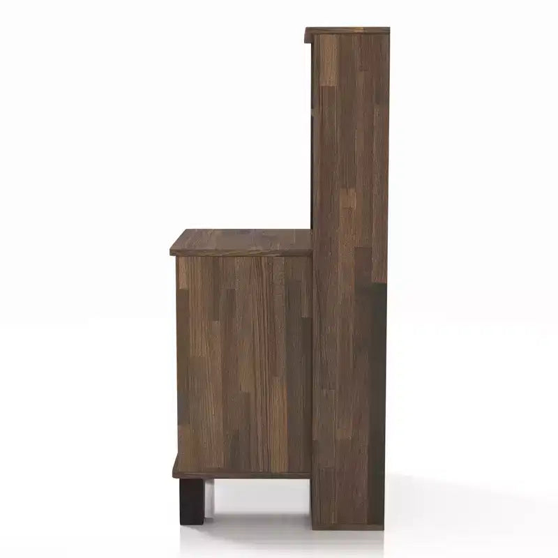 Table de chevet Loreman 1 tiroir en noyer clair - miBasics : Rangement moderne et fonctionnel avec étagère ouverte et gestion des câbles