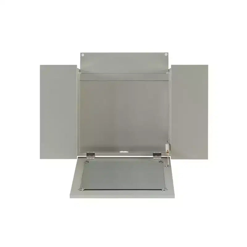 Coiffeuse en bois Harper Glam avec miroir escamotable et tabouret tapissé gris Miroir et argent - Linon