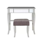Coiffeuse en bois Harper Glam avec miroir escamotable et tabouret tapissé gris Miroir et argent - Linon