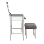 Coiffeuse en bois Harper Glam avec miroir escamotable et tabouret tapissé gris Miroir et argent - Linon