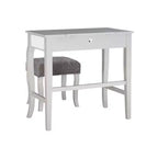 Coiffeuse en bois Harper Glam avec miroir escamotable et tabouret tapissé gris Miroir et argent - Linon