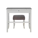 Coiffeuse en bois Harper Glam avec miroir escamotable et tabouret tapissé gris Miroir et argent - Linon