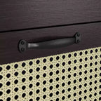 Commode 4 tiroirs en faux rotin tissé Summertree Espresso – miBasics : style bohème, ambiance resort, design compact