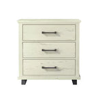 Commode, chiffonnier et tables de chevet contemporains Festivo 4 pièces coloris blanc cassé scié : design moderne, MDF, base en métal