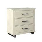 Commode, chiffonnier et tables de chevet contemporains Festivo 4 pièces coloris blanc cassé scié : design moderne, MDF, base en métal