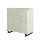 Commode, chiffonnier et tables de chevet contemporains Festivo 4 pièces coloris blanc cassé scié : design moderne, MDF, base en métal