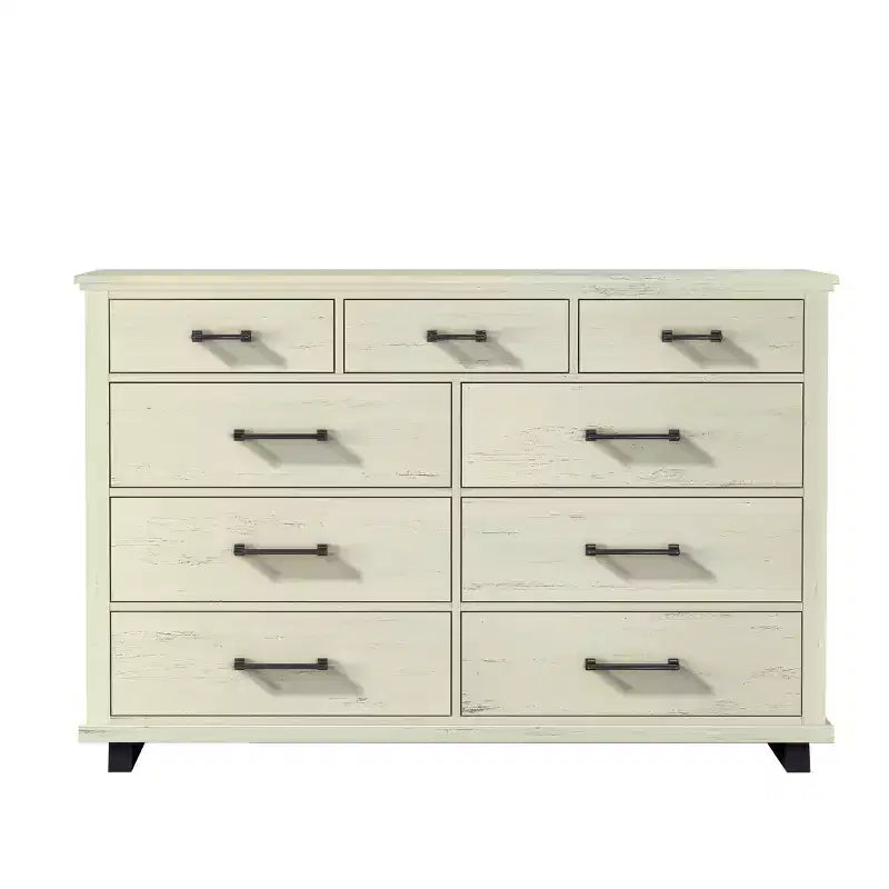 Commode, chiffonnier et tables de chevet contemporains Festivo 4 pièces coloris blanc cassé scié : design moderne, MDF, base en métal