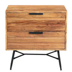 La table de chevet Urban Port 2 tiroirs en bois avec pieds métalliques inclinés marron/noir