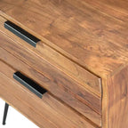 La table de chevet Urban Port 2 tiroirs en bois avec pieds métalliques inclinés marron/noir