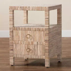 bali & pari Paine Woven Grasscloth 2 Drawer Nightstand Natural