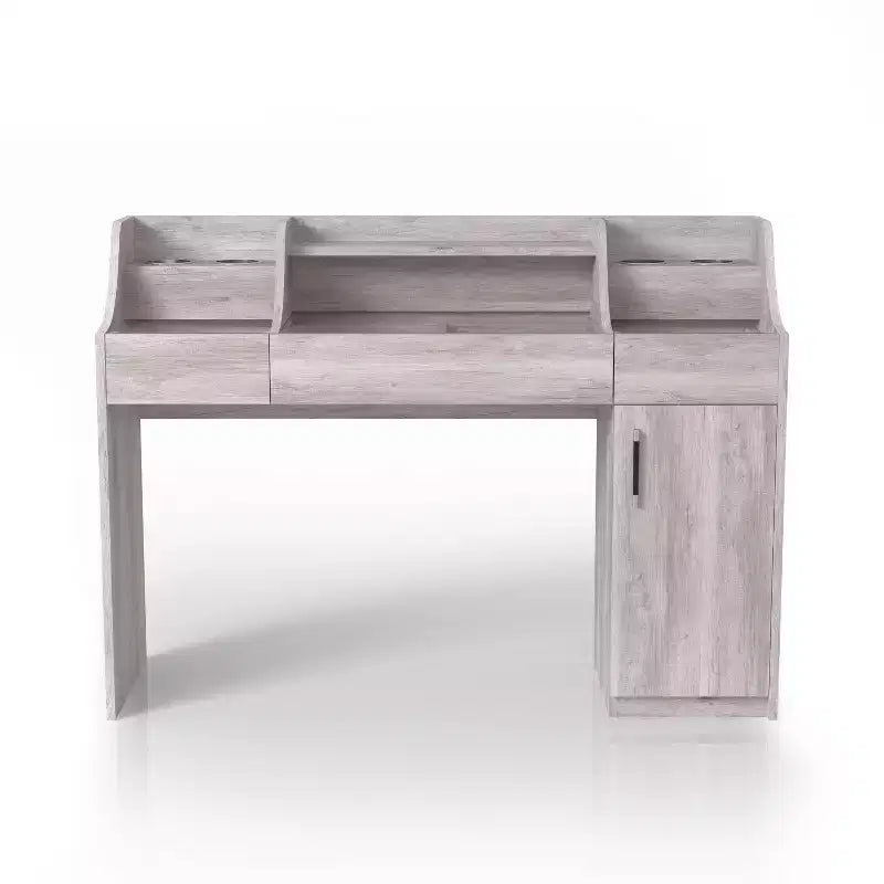 Coiffeuse 3 tiroirs Shop At Home 24h/24 et 7j/7 Peacemeld contemporaine 124,5 cm avec plateau en verre blanc côtier : Coiffeuse de chambre avec grand espace de rangement