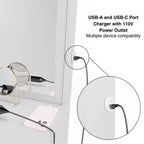 Coiffeuse Blanche Johanna avec Boules de Cristal Lumineuses - Boahaus : Miroir Hollywood, 8 Tiroirs, Port USB