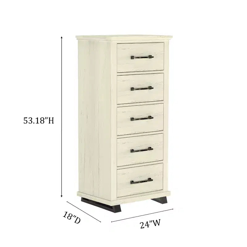 Commode contemporaine Festivo à 9 tiroirs et chiffonnier à 5 tiroirs de 24 pouces, couleur blanc cassé scié : Conforme aux normes de sécurité ASTM, Rangement de chambre