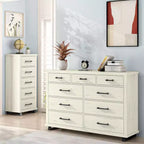 Commode contemporaine Festivo à 9 tiroirs et chiffonnier à 5 tiroirs de 24 pouces, couleur blanc cassé scié : Conforme aux normes de sécurité ASTM, Rangement de chambre