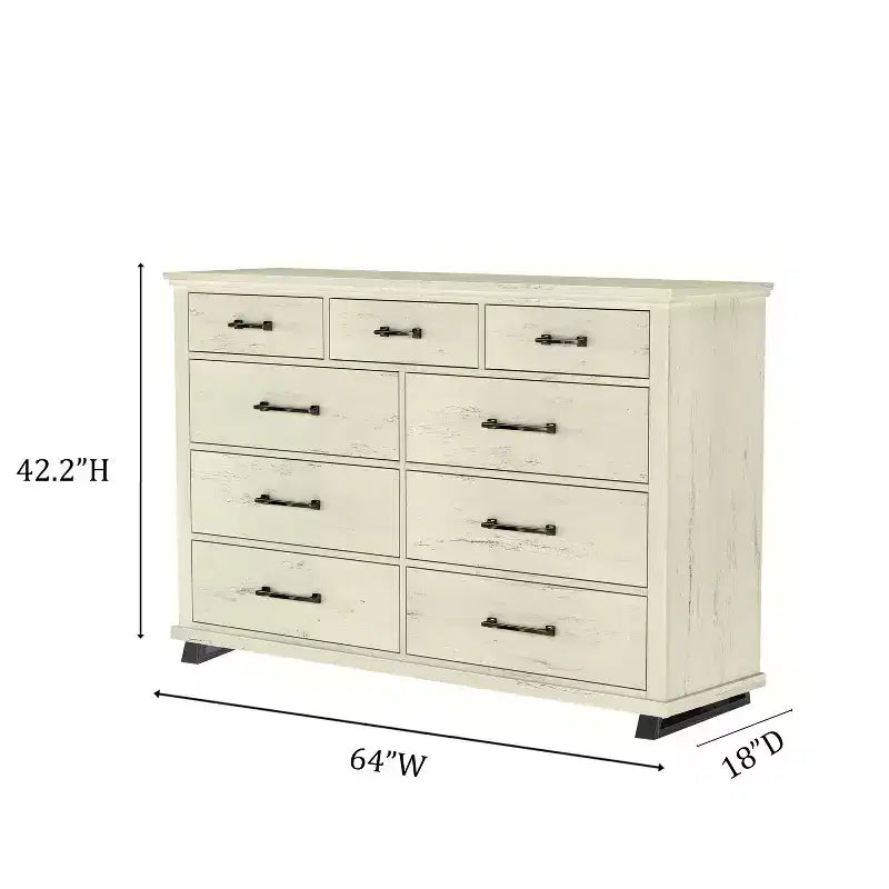 Commode contemporaine Festivo à 9 tiroirs et chiffonnier à 5 tiroirs de 24 pouces, couleur blanc cassé scié : Conforme aux normes de sécurité ASTM, Rangement de chambre