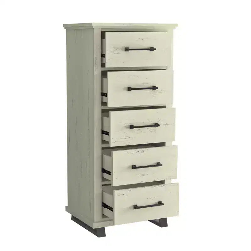 Commode contemporaine Festivo à 9 tiroirs et chiffonnier à 5 tiroirs de 24 pouces, couleur blanc cassé scié : Conforme aux normes de sécurité ASTM, Rangement de chambre