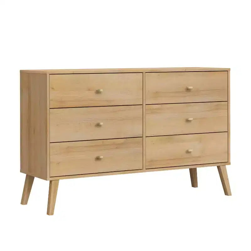 Commode 6 tiroirs Prepact Milo chêne naturel