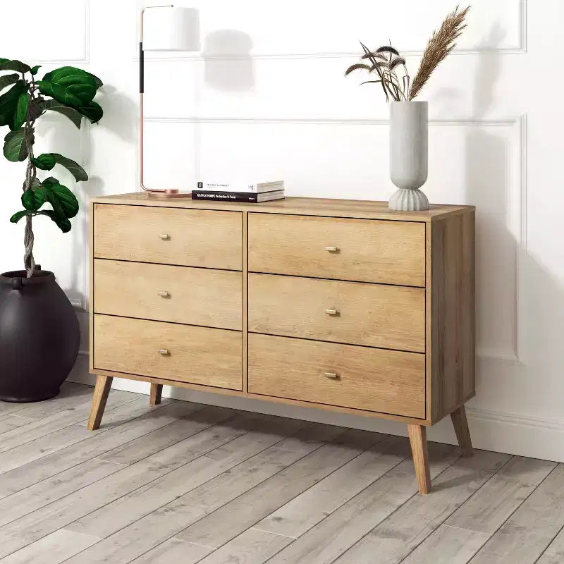 Commode 6 tiroirs Prepact Milo chêne naturel