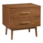 HOMES: Inside + Out Ensemble de chambre à coucher 3 pièces Queen Riverstone Mid-Century Modern avec 2 tables de nuit Noyer