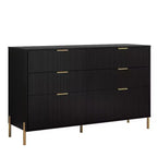 Festivo Ensemble de 2 tables de chevet à 2 tiroirs et d'une commode à 6 tiroirs, style élégance moderne, noir
