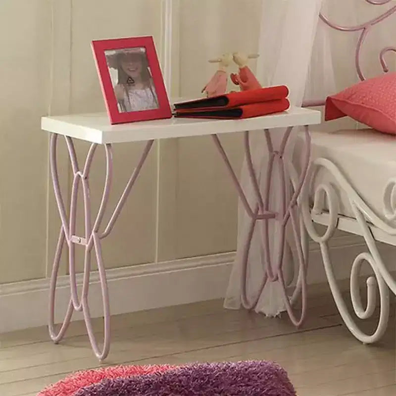 Tables de chevet Priya II 22" Blanches/Mauves claires - Acme Furniture : Structure métallique, Surface en bois, Conformes aux normes de sécurité ASTM