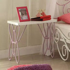 Tables de chevet Priya II 22" Blanches/Mauves claires - Acme Furniture : Structure métallique, Surface en bois, Conformes aux normes de sécurité ASTM