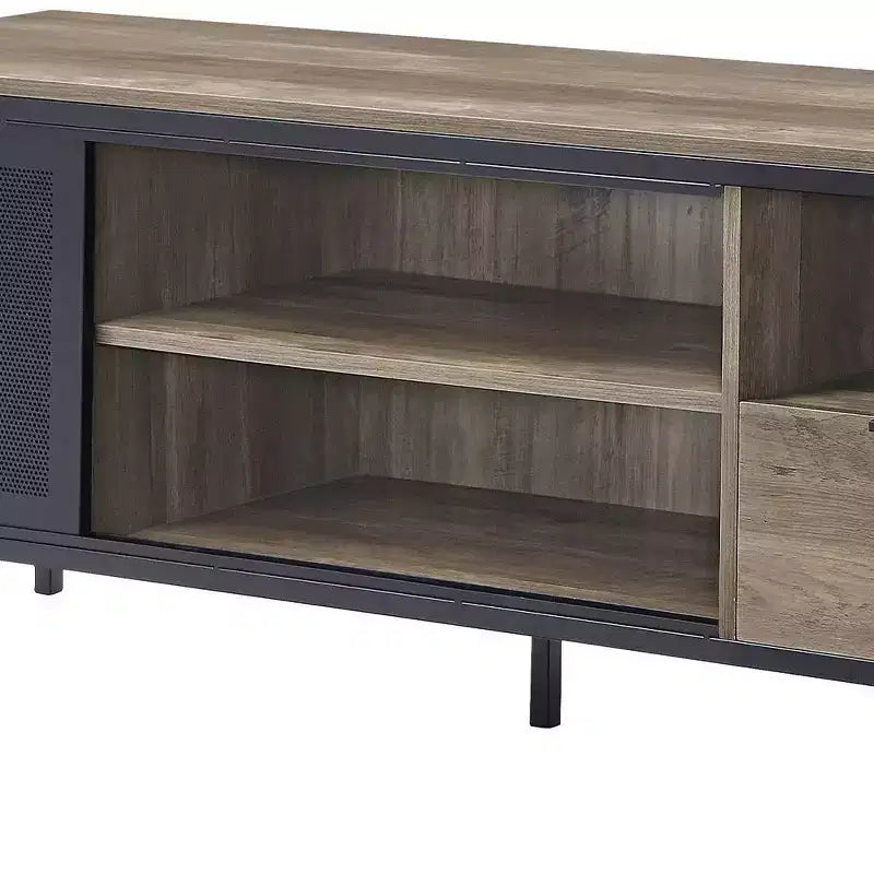 Meuble TV Nantan Acme Furniture pour téléviseurs jusqu'à 50 pouces, finition chêne rustique/noir