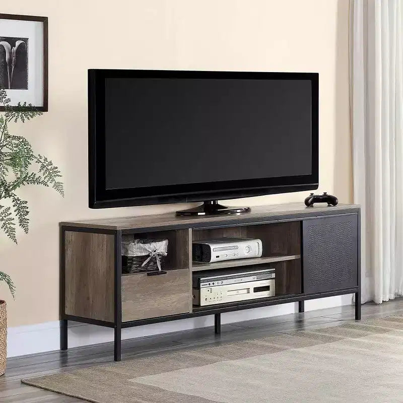 Meuble TV Nantan Acme Furniture pour téléviseurs jusqu'à 50 pouces, finition chêne rustique/noir
