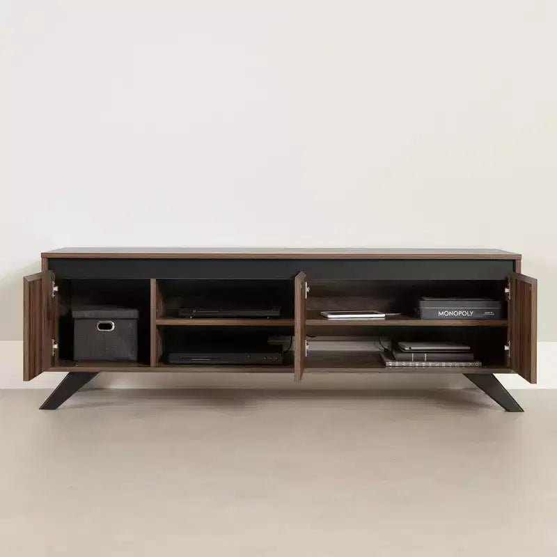 Meuble TV Flam South Shore pour téléviseurs jusqu'à 60", Noyer naturel : Meuble média en panneaux de particules stratifiés