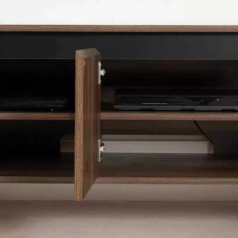 Meuble TV Flam South Shore pour téléviseurs jusqu'à 60", Noyer naturel : Meuble média en panneaux de particules stratifiés