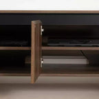 Meuble TV Flam South Shore pour téléviseurs jusqu'à 60", Noyer naturel : Meuble média en panneaux de particules stratifiés